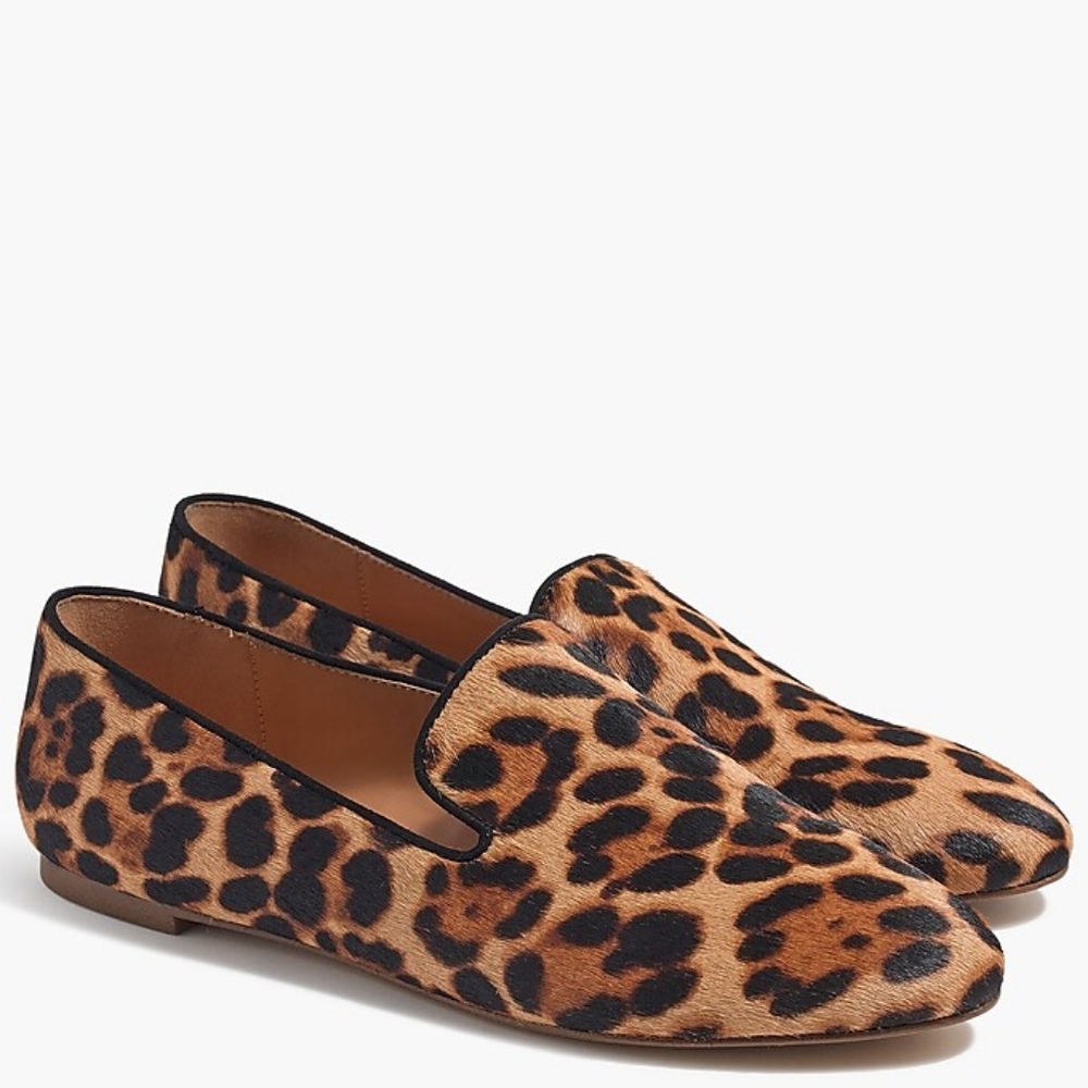 J CREW LEOPARD SMOKING LOAFERS DYED CALF HAIR Size 6.5